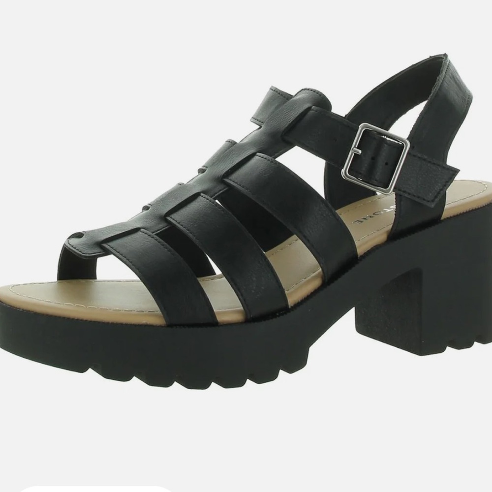 Daisee Womens Faux Leather Platform Block Heels SIze 5